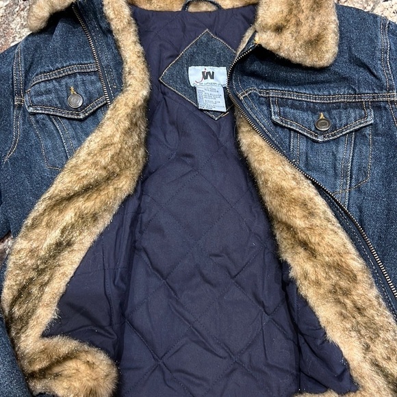 Jean jacket quilted lining faux fur trim Size S - Picture 3 of 13